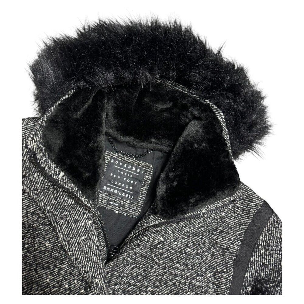 Superdry Black and Gray Pea Coat - Picture 2 of 9